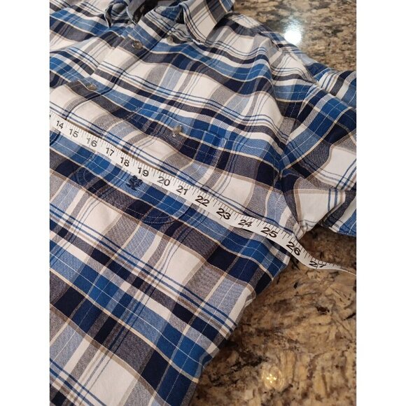 XXL Wrangler Twenty X Plaid T-Shirt Blue White Button Up Casual Dress Shirt NICE - Picture 7 of 11